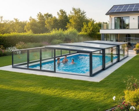 Modern Pool Enclosure Extended Swimming Season Water and Energy Savings
