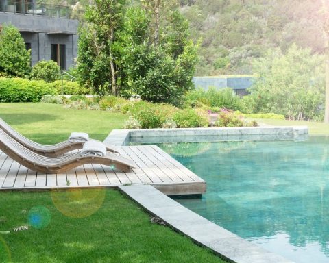 Fluidra Positive Pool ecological pool: hybrid low-chlorine disinfection, natural filtration, rainwater harvesting, sustainable design for Benelux gardens