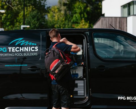 PPG Technics service van for onsite pool technical support