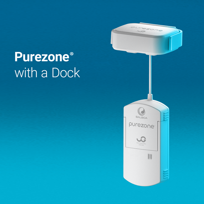 Purezone Dock system for fixed installation on hot tubs and spas.