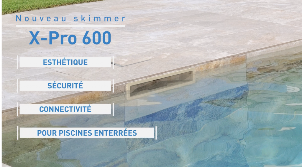 Hayward X-Pro 600 skimmer banner showcasing seamless integration in an inground pool deck.