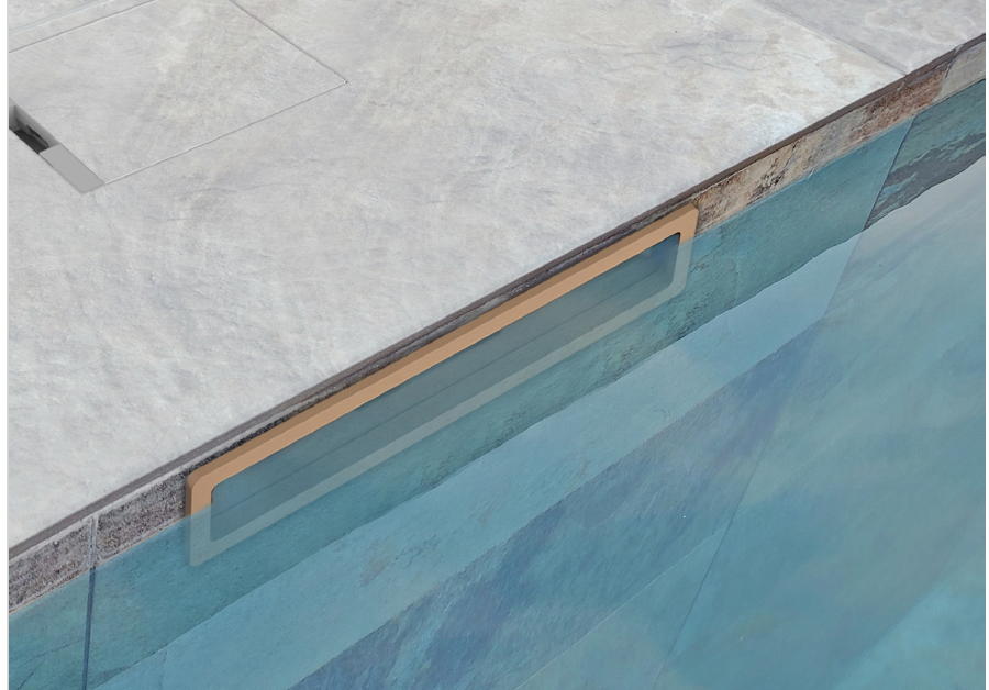 Close-up of Hayward X-Pro 600 skimmer slim weir faceplate and hidden matching deck lid.