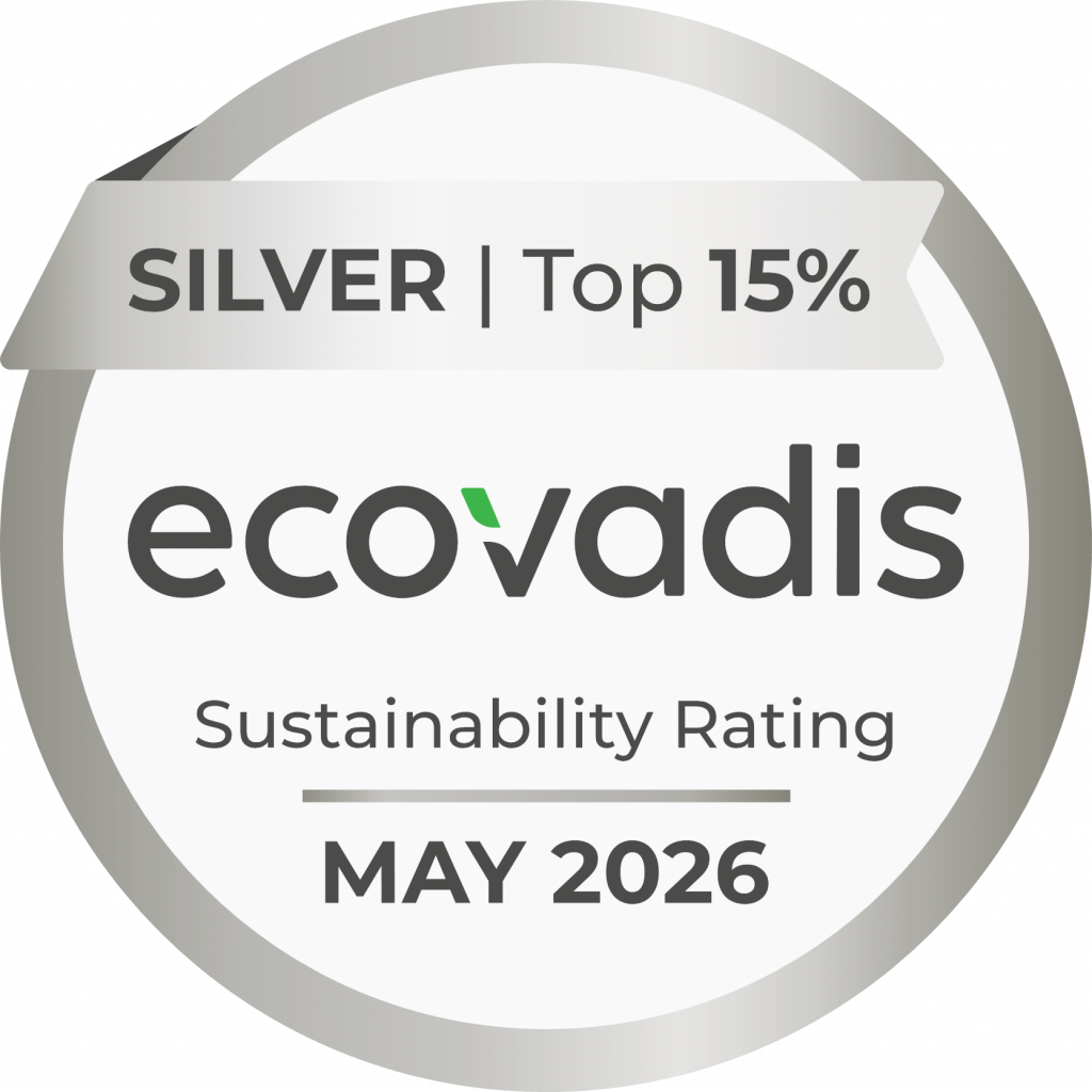 Médaille argent EcoVadis Sustainability Rating mai 2026, Top 15% des entreprises évaluées