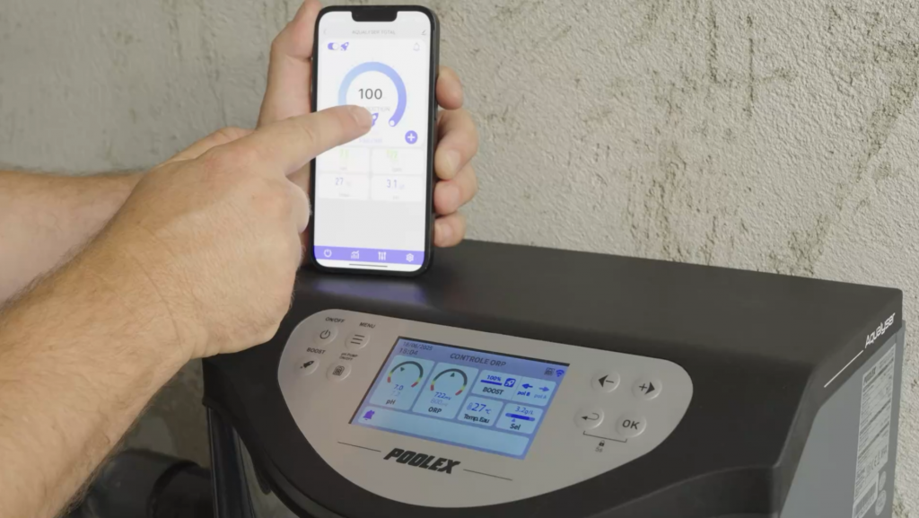 Poolex mobile application interface for remote control of a Poolex Nexus smart pool.