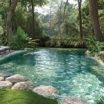 Modern eco-friendly swimming pool designed for energy and water efficiency.