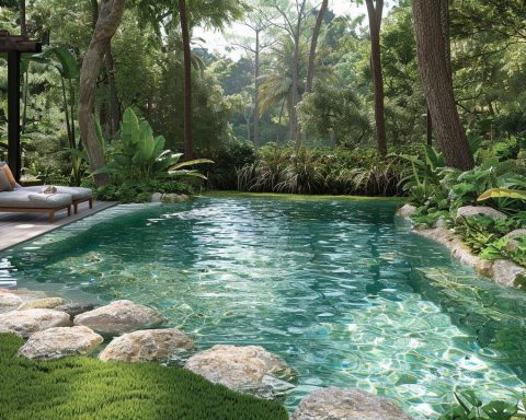 Modern eco-friendly swimming pool designed for energy and water efficiency.