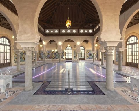 Renovated indoor pool in Spain with transparent ROLLO SOLAR Design Cover