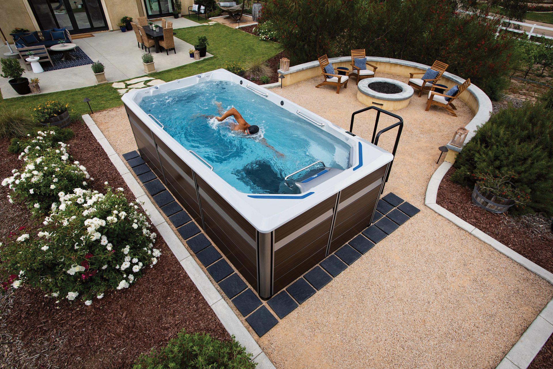 Swimmer in an Endless Pools E550 swim spa